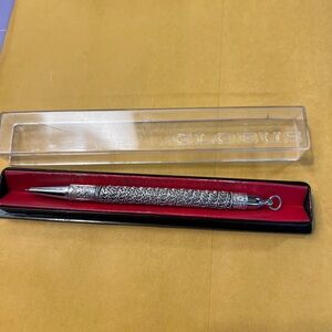 Vintage Globus Israel Sterling Silver 925 Filigree Ballpoint Pen - Judaica